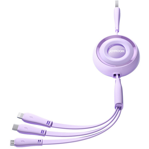 Joyroom Distributor - 6941237121028 - JYR944 - Joyroom Colorful Series S-A40 3in1 cable USB-A / USB-C, Lightning, microUSB 1m purple - B2B homescreen