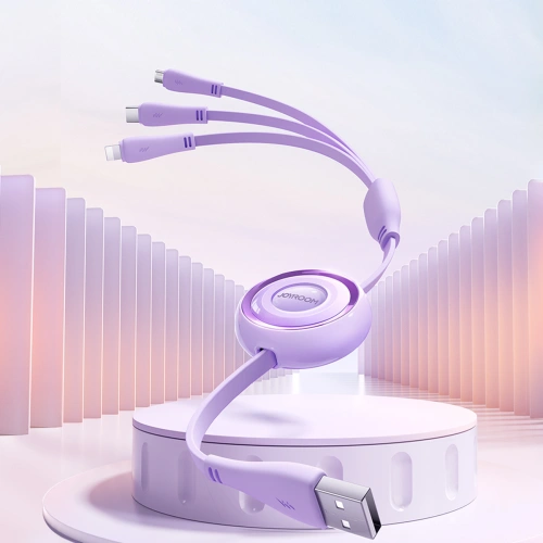 Kabel 3w1 Joyroom Colorful Series S-A40 USB-A / USB-C, Lightning, microUSB 1m fioletowy