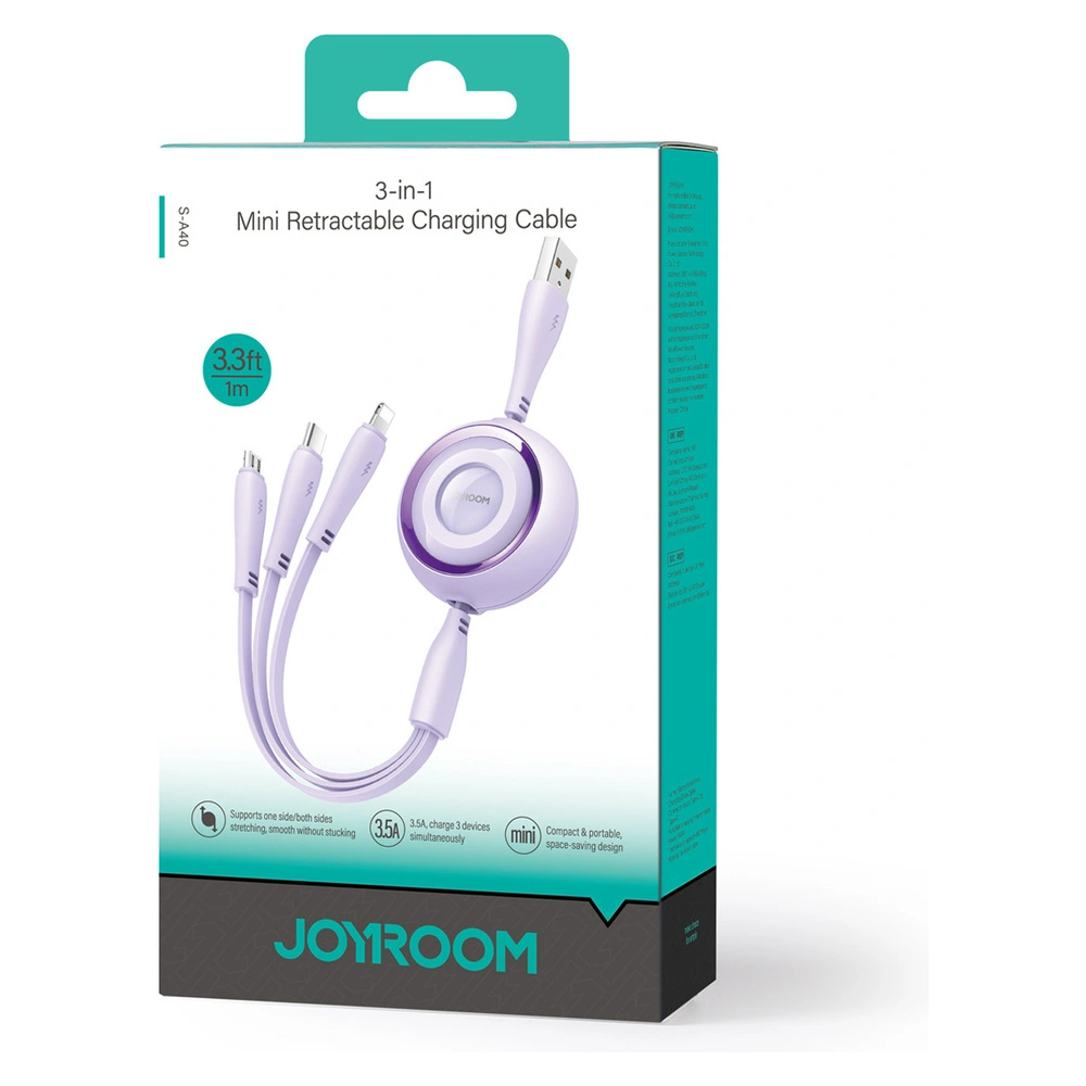 Hurtownia GSM - Kabel 3w1 Joyroom Colorful Series S-A40 USB-A / USB-C, Lightning, microUSB 1m violet - JYR944 - {ean13} - Hurt