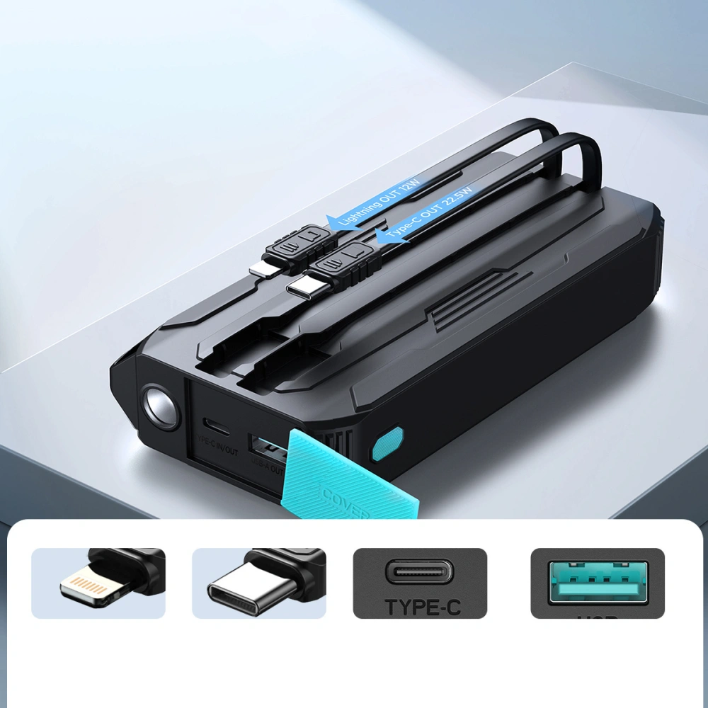 Hurtownia GSM - Powerbank Joyroom JR-L018 20000mAh 22.5W + integrierte USB-C, Lightning-Kabel schwarz - JYR945 - {ean13} - Hurt