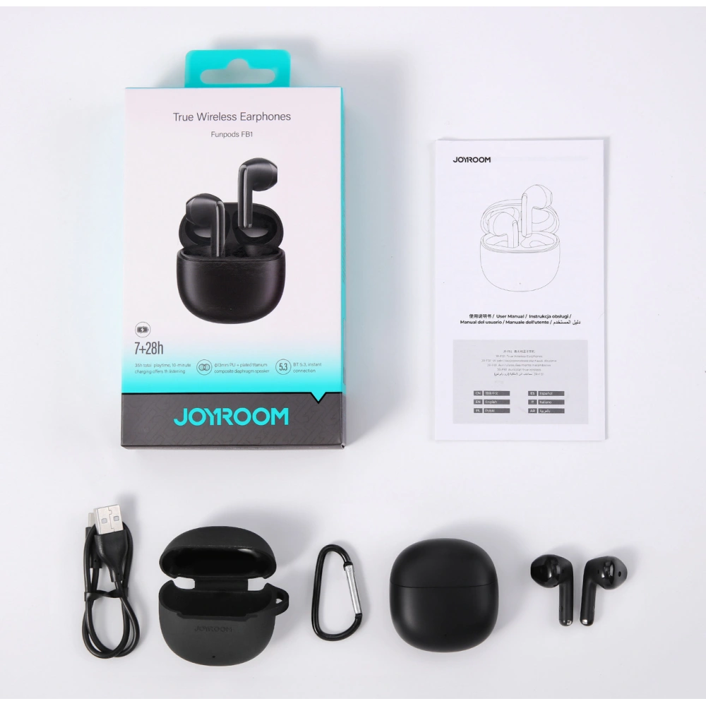 Hurtownia GSM - Vezeték nélküli fülhallgató Joyroom Funpods Series JR-FB1 TWS Bluetooth 5.3 fekete - JYR948 - {ean13} - Hurt