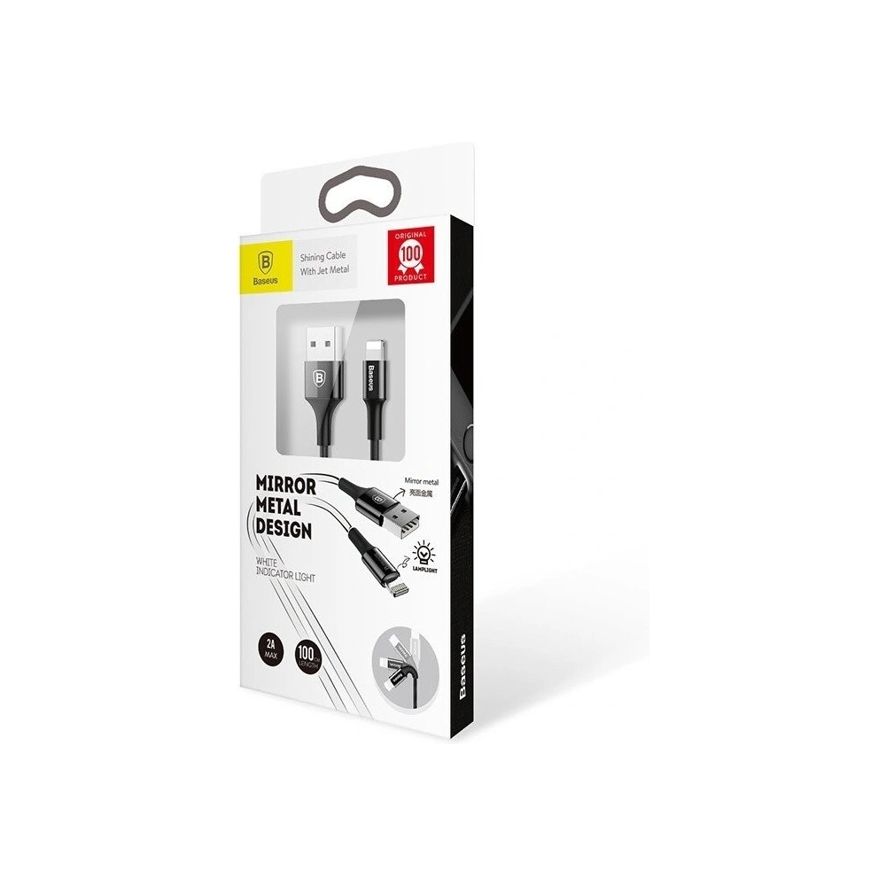 Hurtownia GSM - Kabel Lightning Baseus z podświetlanym złączem 1m (czarny) - BSU590BLK - {ean13} - Hurt