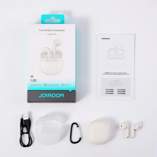 Słuchawki bezprzewodowe douszne Joyroom Funpods Series JR-FB1 TWS Bluetooth 5.3 beżowe