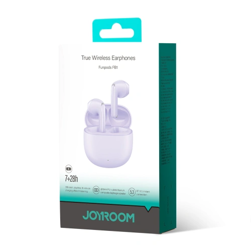 Słuchawki bezprzewodowe douszne Joyroom Funpods Series JR-FB1 TWS Bluetooth 5.3 fioletowe