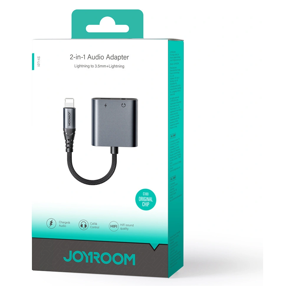 Hurtownia GSM - DAC adapter 2w1 Joyroom SY-L01 Lightning / Lightning, mini jack 3.5mm fekete - JYR951 - {ean13} - Hurt