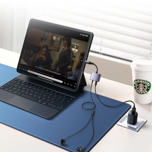 Adapter DAC 2w1 Joyroom SY-L01 Lightning / Lightning, mini jack 3.5mm czarny