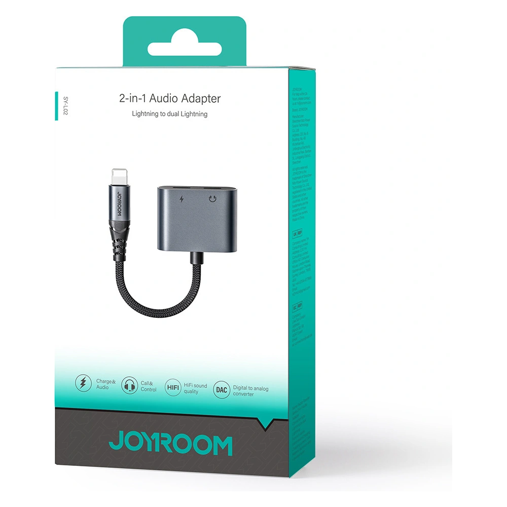 Hurtownia GSM - DAC adapter 2w1 Joyroom SY-L02 Lightning / 2xLightning fekete - JYR952 - {ean13} - Hurt