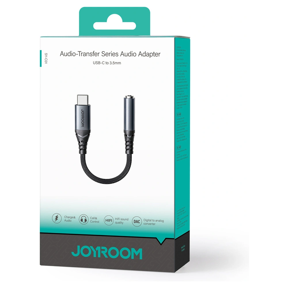Hurtownia GSM - Adapter DAC Joyroom SY-C01 USB-C / mini jack 3.5mm schwarz - JYR953 - {ean13} - Hurt