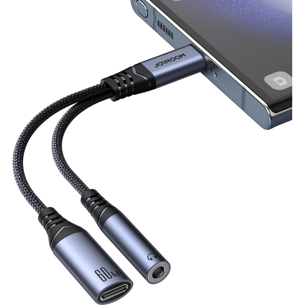 Hurtownia GSM - Adaptér DAC 2w1 Joyroom SY-C02 USB-C / USB-C, mini jack 3.5mm černý - JYR954 - {ean13} - Hurt