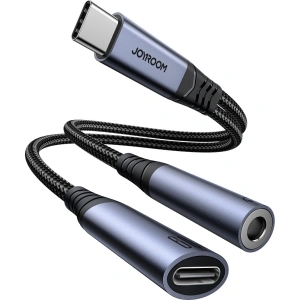 Wholesale Joyroom SY-C02 DAC adapter 2in1 USB-C / USB-C, mini jack 3.5mm black - JYR954 - {ean13} - Hurt