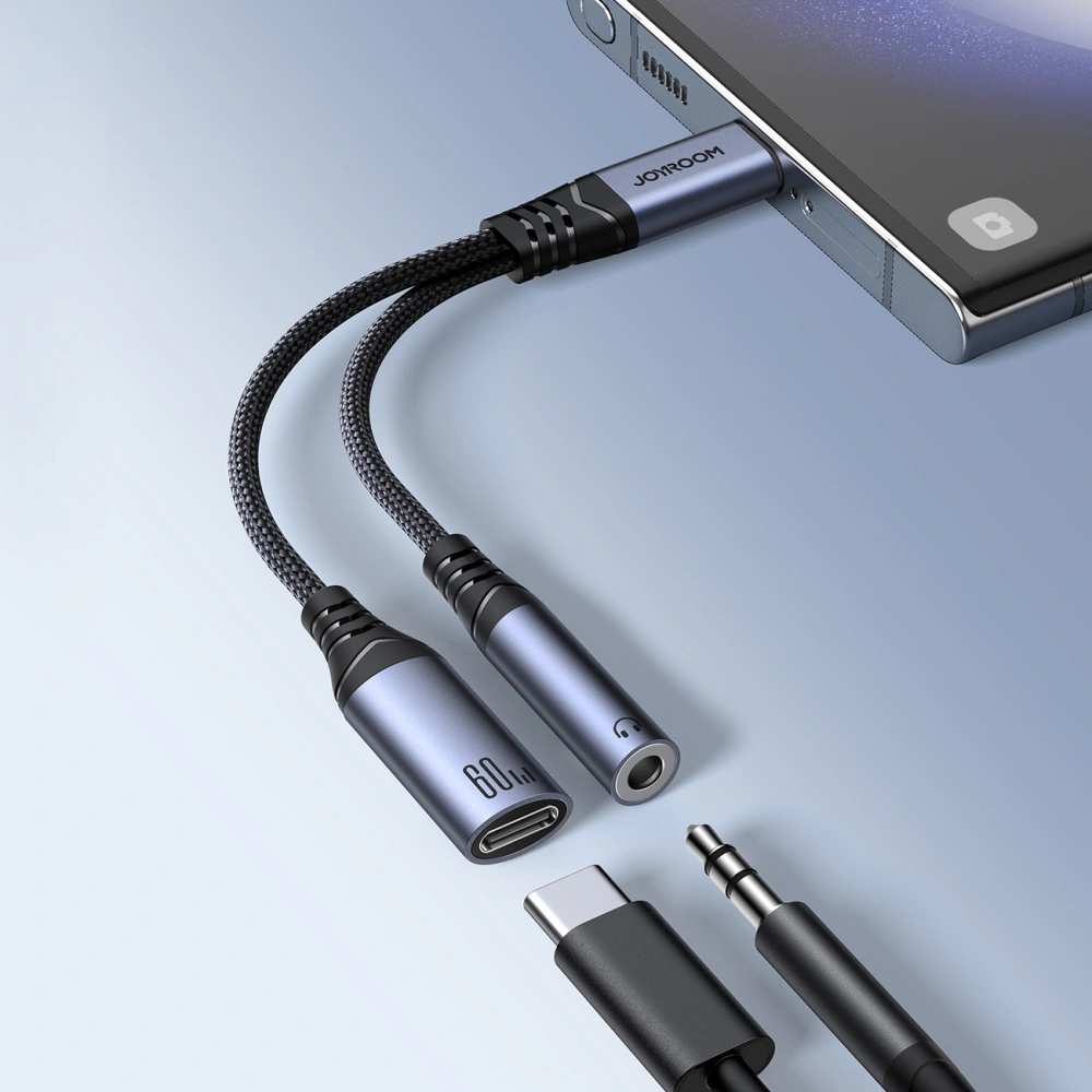 Hurtownia GSM - Adapter DAC 2w1 Joyroom SY-C02 USB-C / USB-C, mini jack 3.5mm negru - JYR954 - {ean13} - Hurt