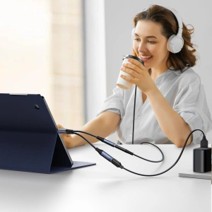 Wholesale Joyroom SY-C02 DAC adapter 2in1 USB-C / USB-C, mini jack 3.5mm black - JYR954 - {ean13} - Hurt