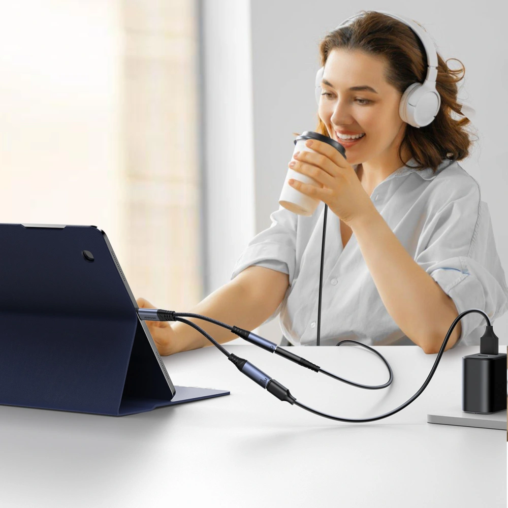 Hurtownia GSM - Adaptér DAC 2w1 Joyroom SY-C02 USB-C / USB-C, mini jack 3.5mm černý - JYR954 - {ean13} - Hurt