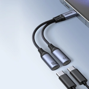 Wholesale Joyroom SY-C03 DAC adapter 2in1 USB-C / 2xUSB-C black - JYR955 - {ean13} - Hurt