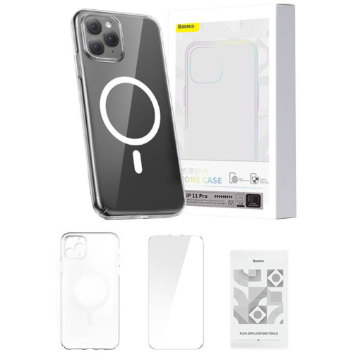 Hurtownia Baseus - 6932172627737 - BSU4808 - Etui Baseus Magnetic Crystal Clear Apple iPhone 11 Pro (przeźroczyste) + szkło hartowane + zestaw czyszczący - B2B homescreen