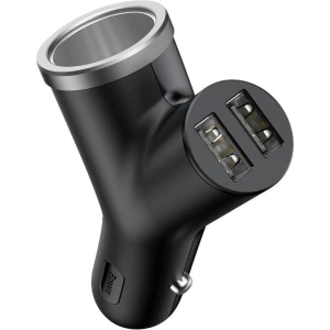 Hurtownia GSM - Ładowarka samochodowa Baseus Y Type 2xUSB 3,4A 40W (czarna) - BSU594BLK - {ean13} - Hurt