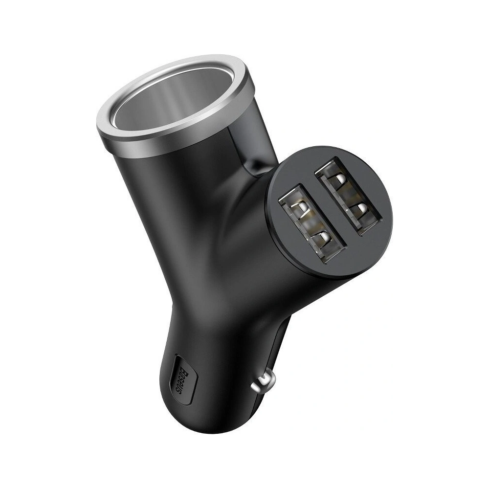 Hurtownia GSM - Ładowarka samochodowa Baseus Y Type 2xUSB 3,4A 40W (czarna) - BSU594BLK - {ean13} - Hurt