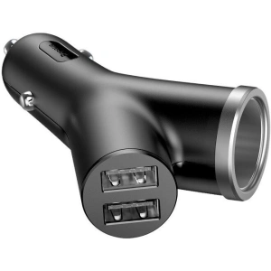 Hurtownia GSM - Ładowarka samochodowa Baseus Y Type 2xUSB 3,4A 40W (czarna) - BSU594BLK - {ean13} - Hurt