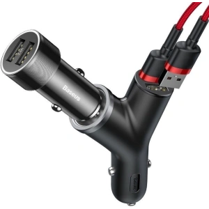 Hurtownia GSM - Ładowarka samochodowa Baseus Y Type 2xUSB 3,4A 40W (czarna) - BSU594BLK - {ean13} - Hurt