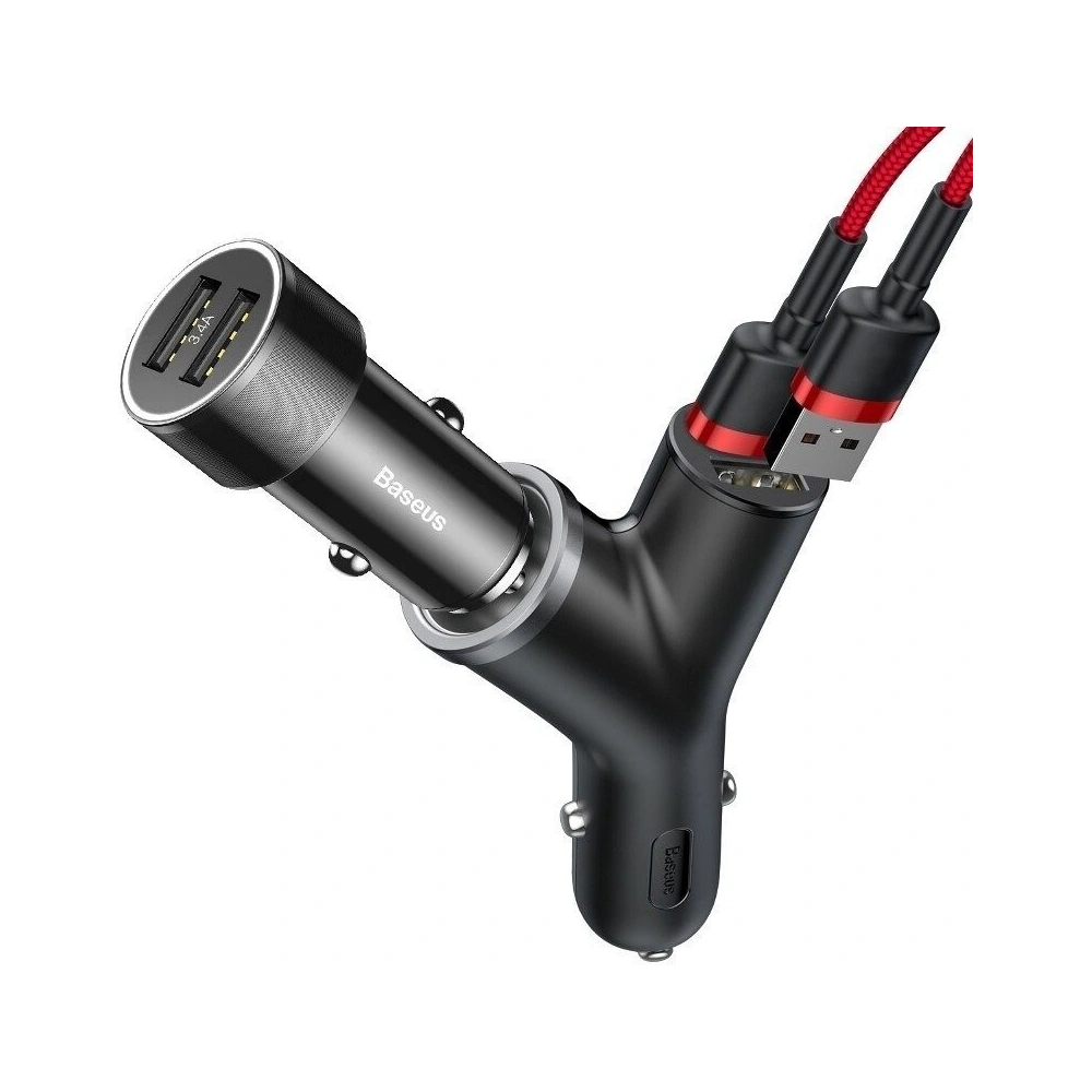 Hurtownia GSM - Ładowarka samochodowa Baseus Y Type 2xUSB 3,4A 40W (czarna) - BSU594BLK - {ean13} - Hurt
