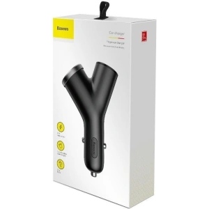 Hurtownia GSM - Ładowarka samochodowa Baseus Y Type 2xUSB 3,4A 40W (czarna) - BSU594BLK - {ean13} - Hurt