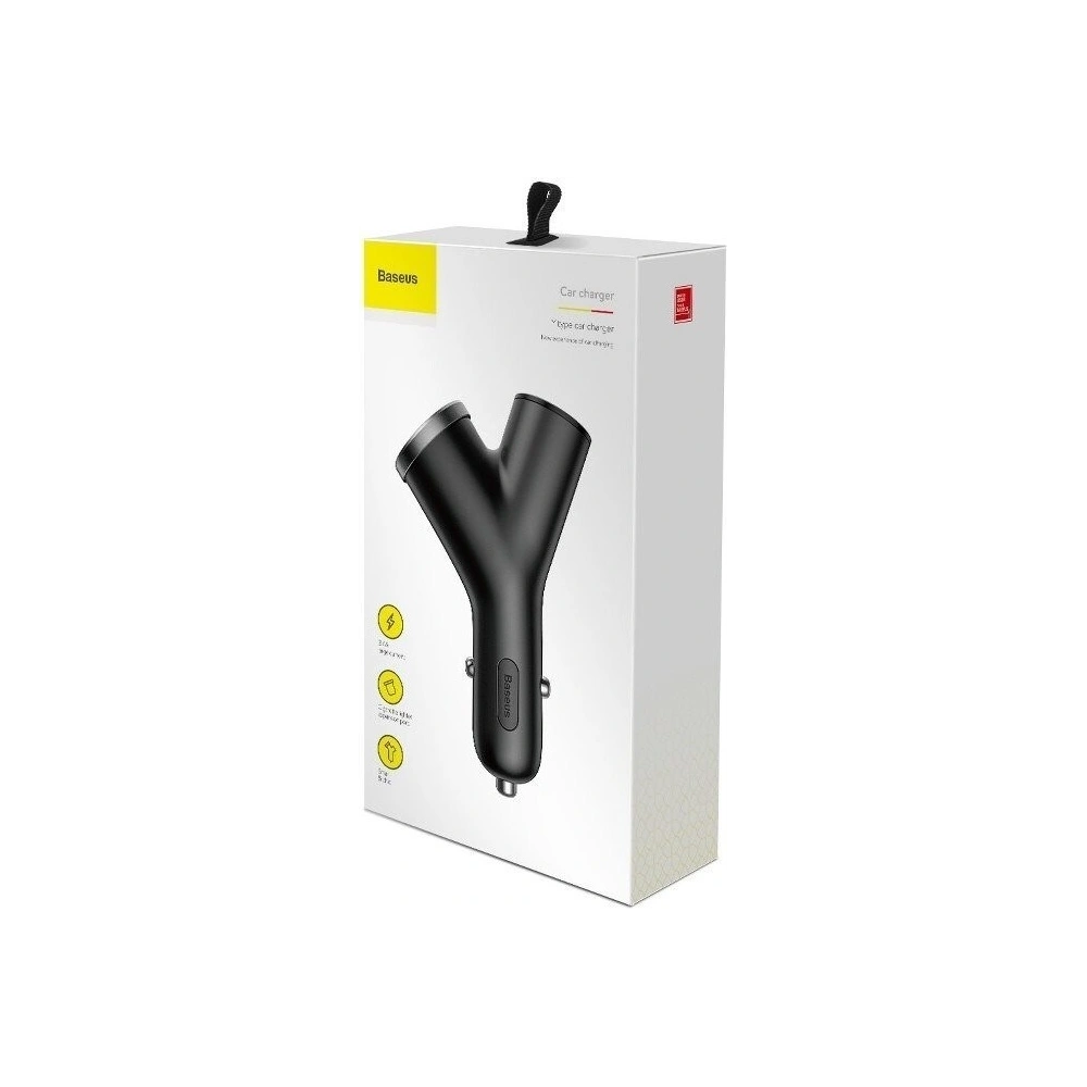 Hurtownia GSM - Ładowarka samochodowa Baseus Y Type 2xUSB 3,4A 40W (czarna) - BSU594BLK - {ean13} - Hurt