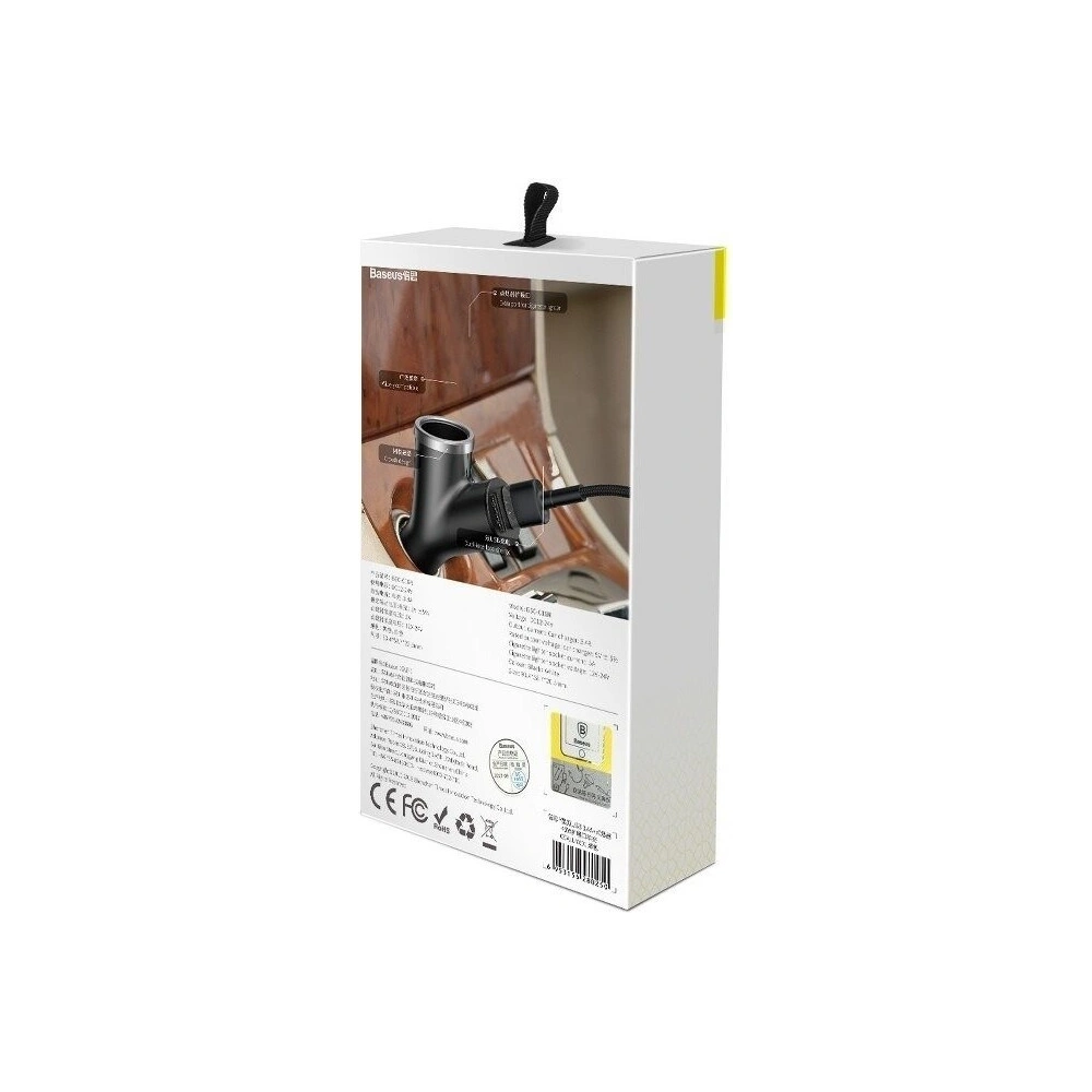 Hurtownia GSM - Ładowarka samochodowa Baseus Y Type 2xUSB 3,4A 40W (czarna) - BSU594BLK - {ean13} - Hurt