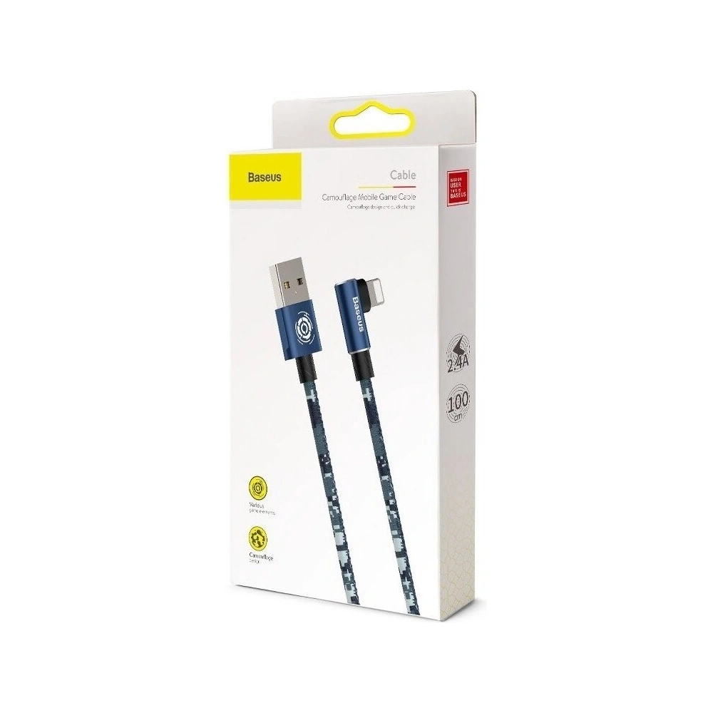 Hurtownia GSM - Cablul unghiular Lightning USB Baseus Camouflage 2,4A 1m (albastru) - BSU596BLU - {ean13} - Hurt