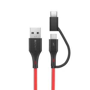 Kabel Micro USB + adapter USB-C BlitzWolf BW-MT3 3A 0,91m