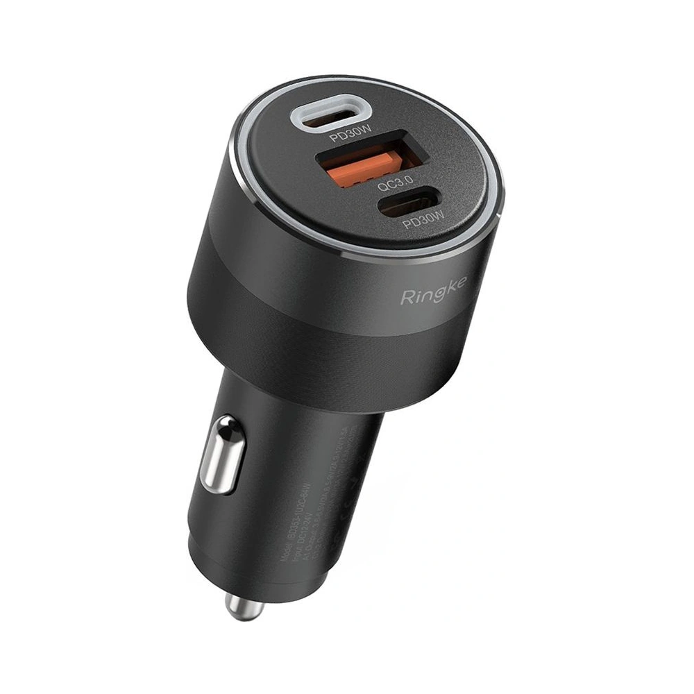 Hurtownia GSM - Încărcător auto Ringke 3-port USB-A QC, 2xUSB-C PD Încărcător auto 30W Negru - RGK1907 - {ean13} - Hurt