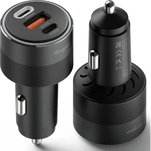 Hurtownia GSM - Autós töltő Ringke 3-portos USB-A QC, 2xUSB-C PD autós töltő 30W Fekete - RGK1907 - {ean13} - Hurt