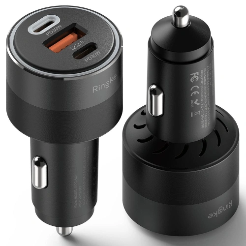 Ładowarka samochodowa Ringke 3-port USB-A QC, 2xUSB-C PD Car Charger 30W Black