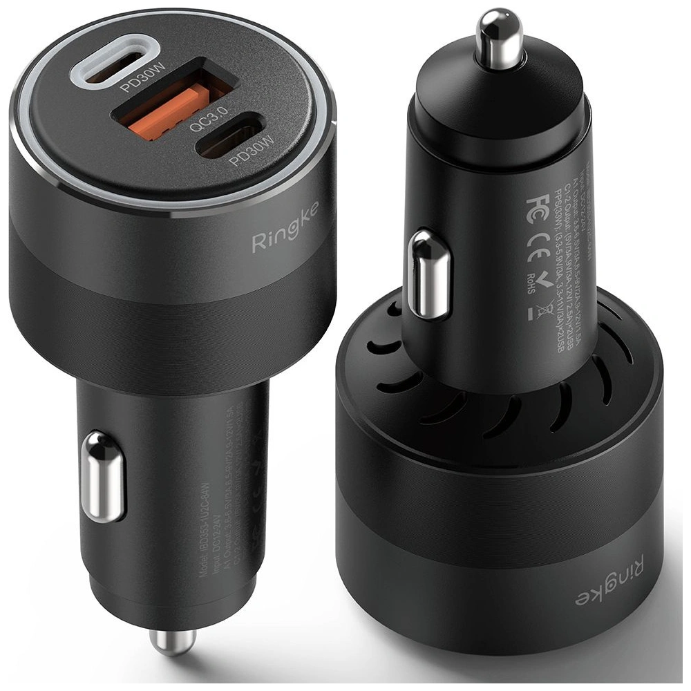 Hurtownia GSM - Încărcător auto Ringke 3-port USB-A QC, 2xUSB-C PD Încărcător auto 30W Negru - RGK1907 - {ean13} - Hurt