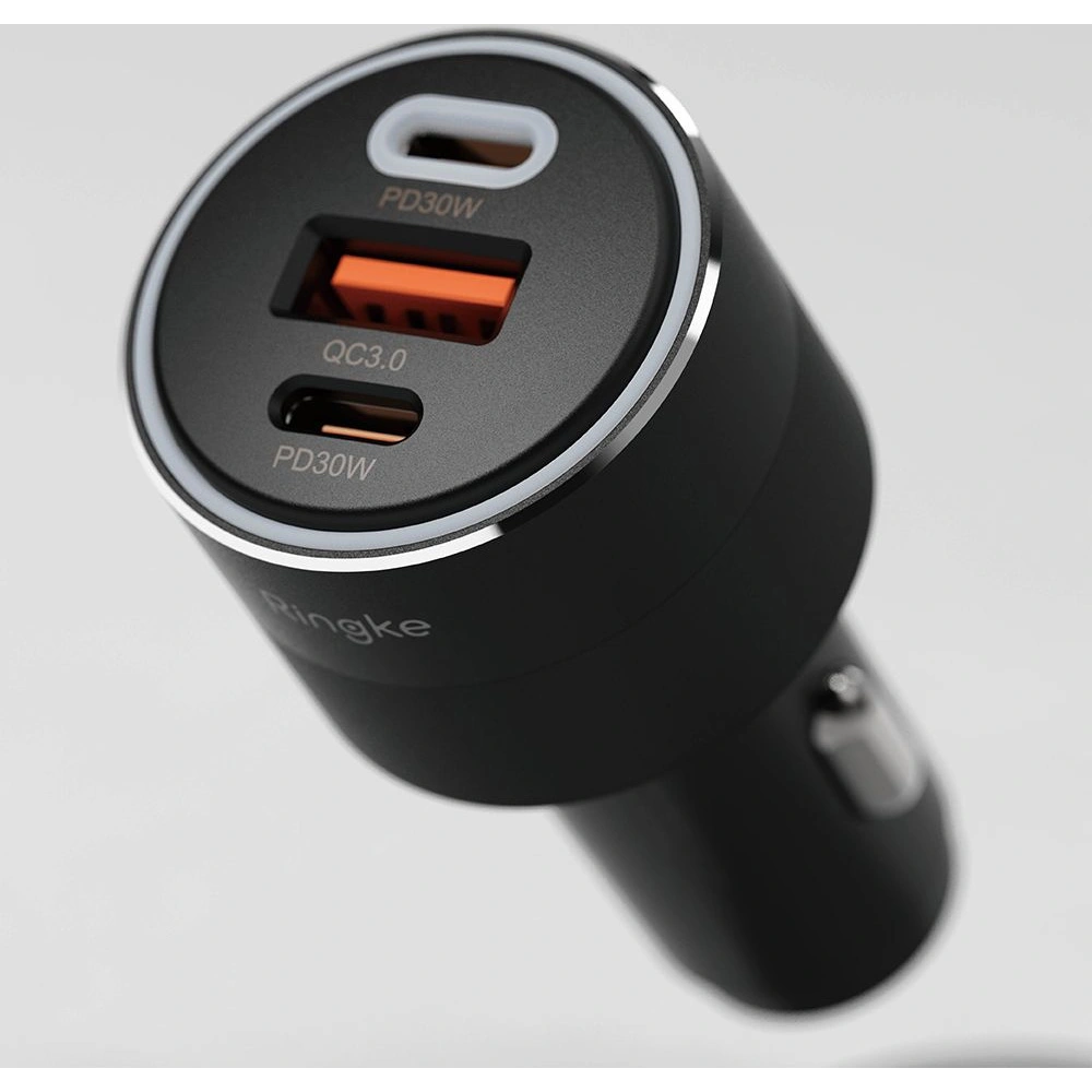 Hurtownia GSM - Încărcător auto Ringke 3-port USB-A QC, 2xUSB-C PD Încărcător auto 30W Negru - RGK1907 - {ean13} - Hurt