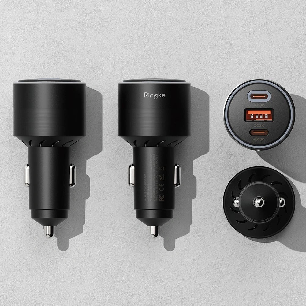 Hurtownia GSM - Încărcător auto Ringke 3-port USB-A QC, 2xUSB-C PD Încărcător auto 30W Negru - RGK1907 - {ean13} - Hurt