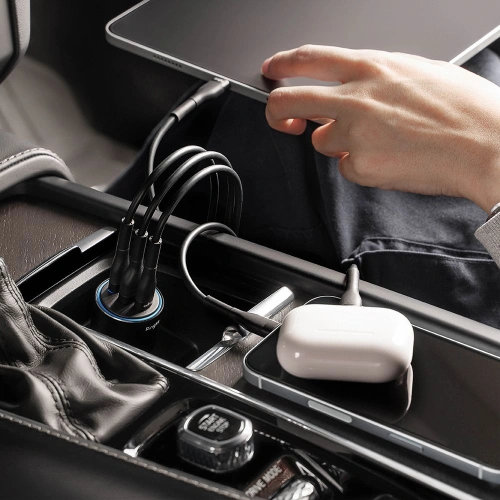 Ładowarka samochodowa Ringke 3-port USB-A QC, 2xUSB-C PD Car Charger 30W Black