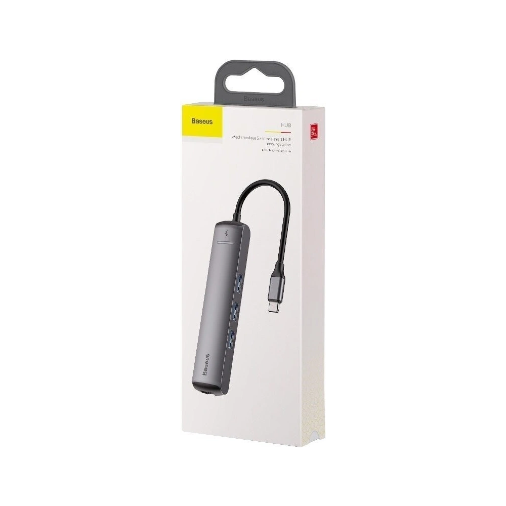 Wholesale Adapter HUB 6in1 Baseus USB-C to 3x USB 3.0 + HDMI + RJ45 + USB-C PD - BSU607 - {ean13} - Hurt