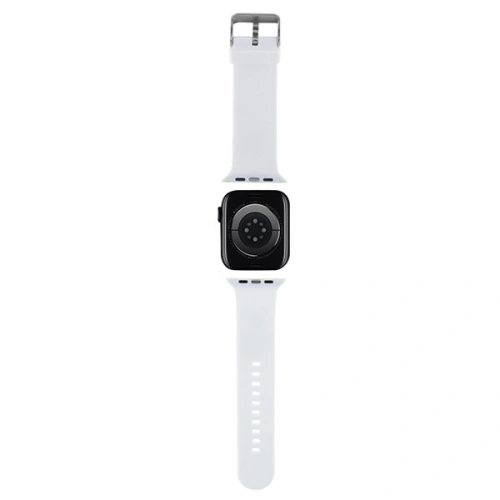Pasek Karl Lagerfeld KLAWMSLKCNH Apple Watch 4/5/6/7/SE/8/9/10 40/41/42mm strap 3D Rubber Karl&Choupette Heads biały/white