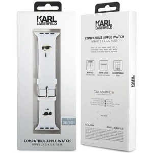 Hurtownia GSM - Pasek Karl Lagerfeld KLAWMSLKCNH Apple Watch 4/5/6/7/SE/8/9/10 40/41/42mm curea 3D Rubber Karl&Choupette Heads alb/white - KLD1865 - {ean13} - Hurt