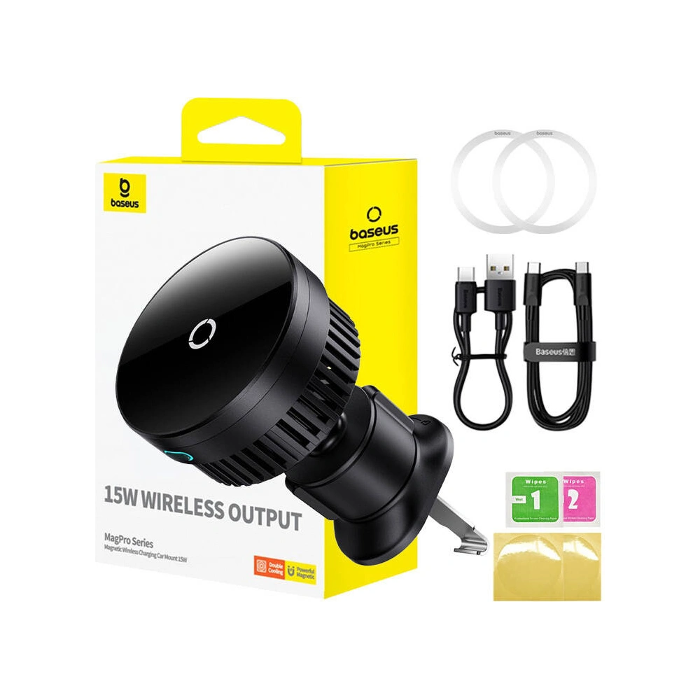 Hurtownia GSM - Autohalterung für Lüftungsgitter mit kabellosem Laden Baseus MagPro 15W (schwarz) - BSU4814 - {ean13} - Hurt