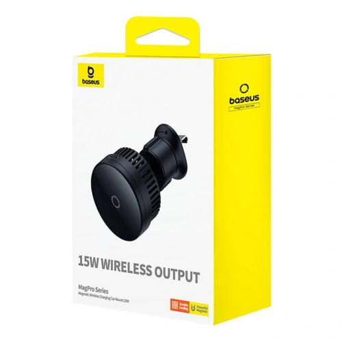 Uchwyt samochodowy do kratki z ładowaniem bezprzewodowym Baseus MagPro 15W (czarny)