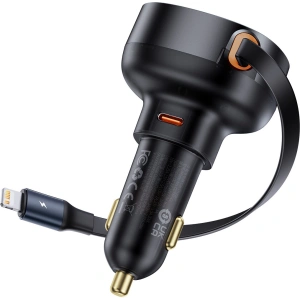 Hurtownia GSM - Auto-Ladegerät Baseus Enjoyment Pro USB-C + integriertes Lightning-Kabel 60W schwarz - BSU4817 - {ean13} - Hurt