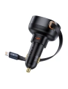 Ładowarka samochodowa Baseus Enjoyment Pro USB-C + wbudowany kabel Lightning 60W czarna