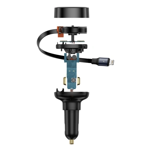 Ładowarka samochodowa Baseus Enjoyment Pro USB-C + wbudowany kabel Lightning 60W czarna