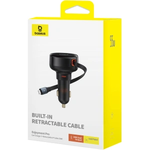 Hurtownia GSM - Auto-Ladegerät Baseus Enjoyment Pro USB-C + integriertes Lightning-Kabel 60W schwarz - BSU4817 - {ean13} - Hurt
