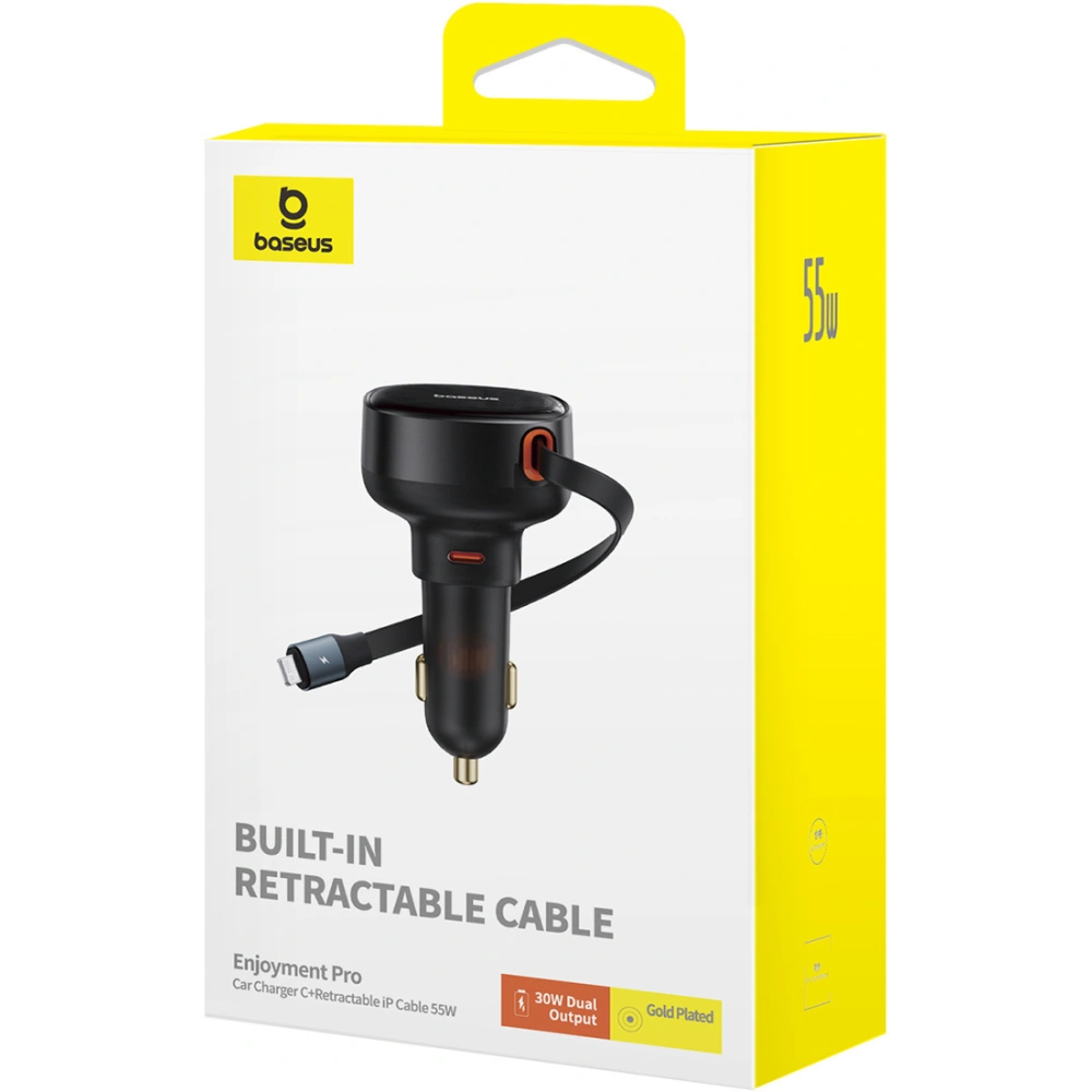 Hurtownia GSM - Auto-Ladegerät Baseus Enjoyment Pro USB-C + integriertes Lightning-Kabel 60W schwarz - BSU4817 - {ean13} - Hurt