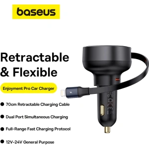 Hurtownia GSM - Auto-Ladegerät Baseus Enjoyment Pro USB-C + integriertes Lightning-Kabel 60W schwarz - BSU4817 - {ean13} - Hurt