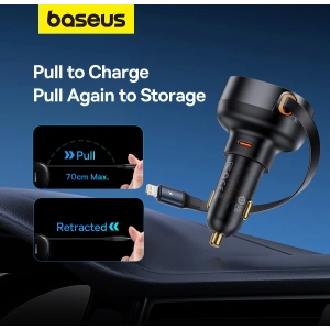 Hurtownia GSM - Auto-Ladegerät Baseus Enjoyment Pro USB-C + integriertes Lightning-Kabel 60W schwarz - BSU4817 - {ean13} - Hurt