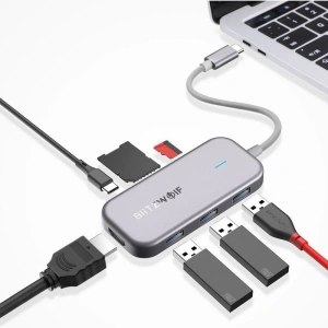 Adapter 7w1 Blitzwolf BW-TH5 Hub USB-C do 3xUSB 3.0, HDMI, USB-C PD, SD, microSD