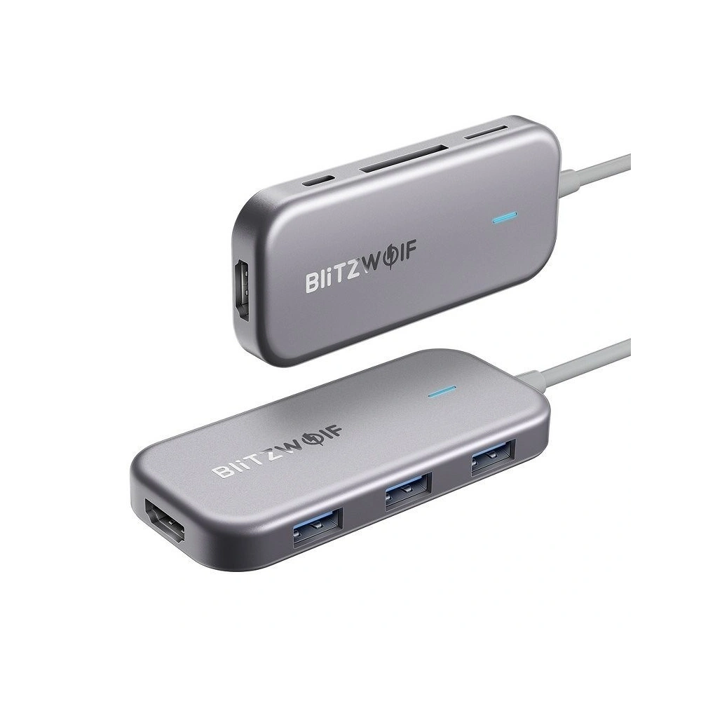 Hurtownia GSM - Adapter 7w1 Blitzwolf BW-TH5 Hub USB-C do 3xUSB 3.0, HDMI, USB-C PD, SD, microSD - BLZ155 - {ean13} - Hurt